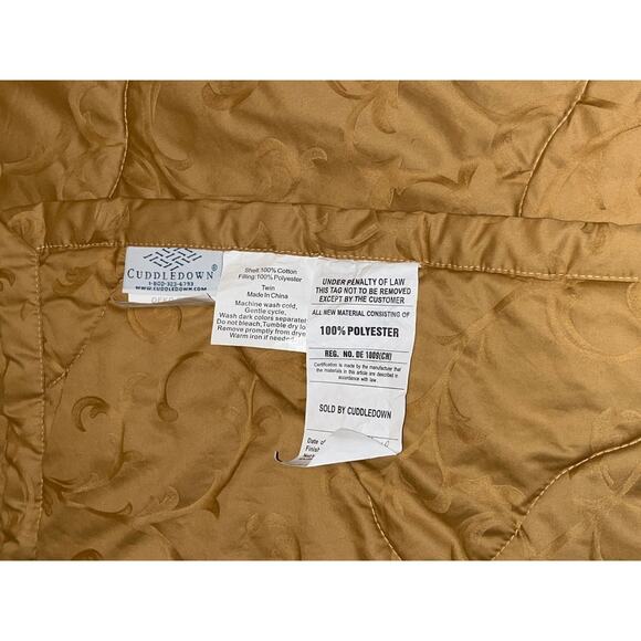 CuddleDown Quilted Comforter Gold Full TWIN Size Mustard